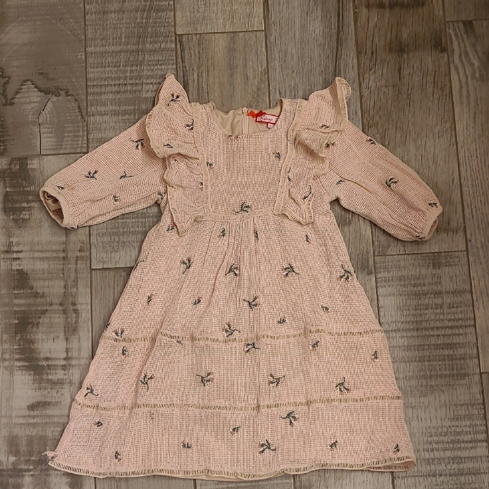 Charming Pink Kids Dress with Floral Embroidery